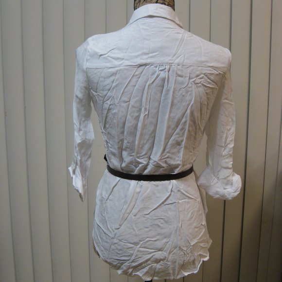 NWT Wet Seal white belted button up shirt top XS extra small - Picture 5 of 6